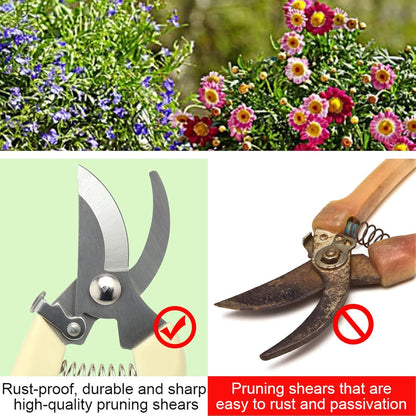 Premium garden shears, meperez pruning scissors gardening tools, pruners for flower, bushes, rose and fruit tree, use for florist, yard and orchard the plant clippers, sharp white steel anvil snips, 2