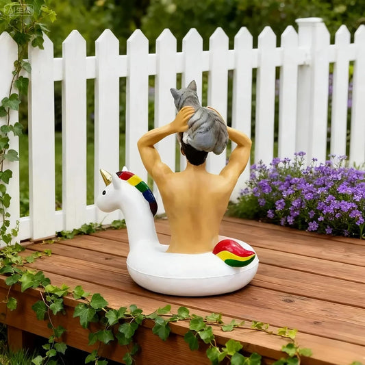 Garden merman Unicorn Statue - Outdoor Garden Decor, Figurine Ornament for Indoor Outdoor Home Patio Yard Lawn, Gift for Mom,Ladies,Housewarming, Party Favor - Resin Craft for Yard & Tabletop Display