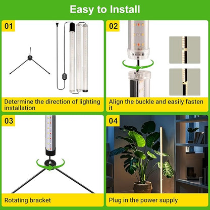 Grow Lights for Indoor Plants with Stand, Standing Grow Light with 3 Light Modes, LED Full Spectrum Vertical Grow Lights for Indoor Plants with Timer for Indoor Plants, Greenhouse (50 Inch)