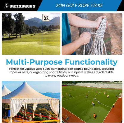 24" Golf Rope Stake - Square Stake (UV Resistant) (24 inch, 10, Count)