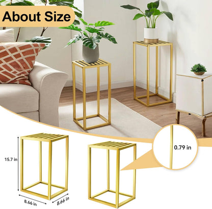 Cylinder Stands for Parties & Plants,2pcs Gold Square Wedding Flower Pedestal Stands for Centerpieces, 15.7 inch