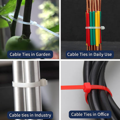 XINGO Cable Zip Ties (120 Pack), 40 Lbs Tensile Strength-Heavy Duty,Self-Locking Nylon Plastic Wire Ties in Assorted Sizes and Colors for indoor and outdoor(8 Inch, Colorful)