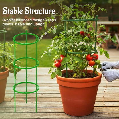 Plant Support Stakes, 2025 Upgraded Tomato Cages for Garden, Garden Flower Stakes, Round Plants Support for Indoor Outdoor Climbing Plants Vegetable Flower Pot (12, Green)
