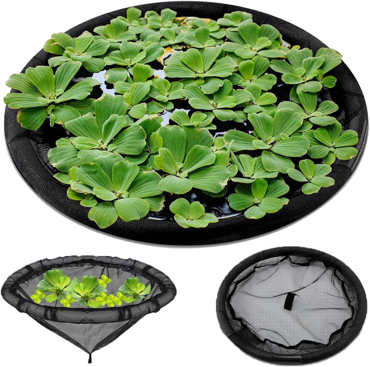 Floating Flora Fish Barrier 25.6" Round Floating Island Plant Protector, Pond Protectors Floating Net, Black Floating Pond Planter for Your Home Pond Protects and Garden Water Features Pond Decor