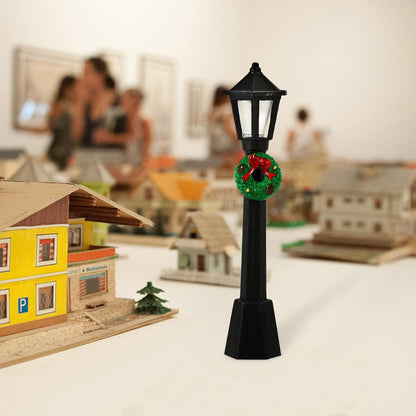 LOGOFUN 8Pcs Mini Street Lamp Post Miniature Park Bench Seat Mini Street Light Models Dollhouse Christmas Village Pathway Lantern Post for Xmas Fairy Garden Accessories