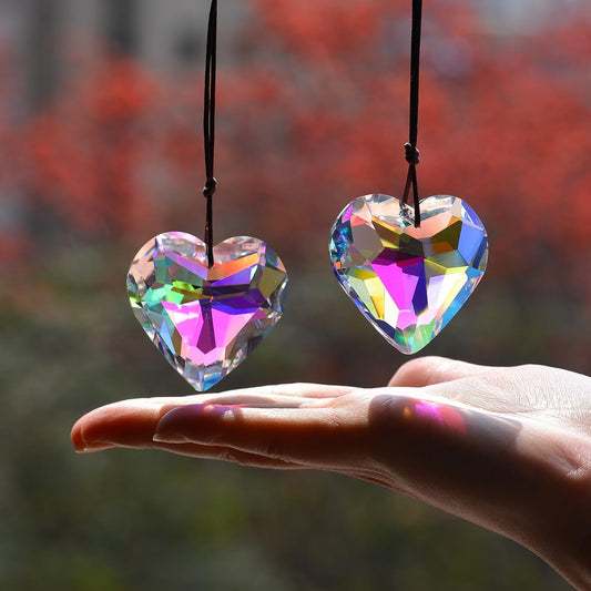 2PCS Simple Geometry Crystal Sun Catcher Prisms, STINO Hanging Suncatchers with Glass Prism