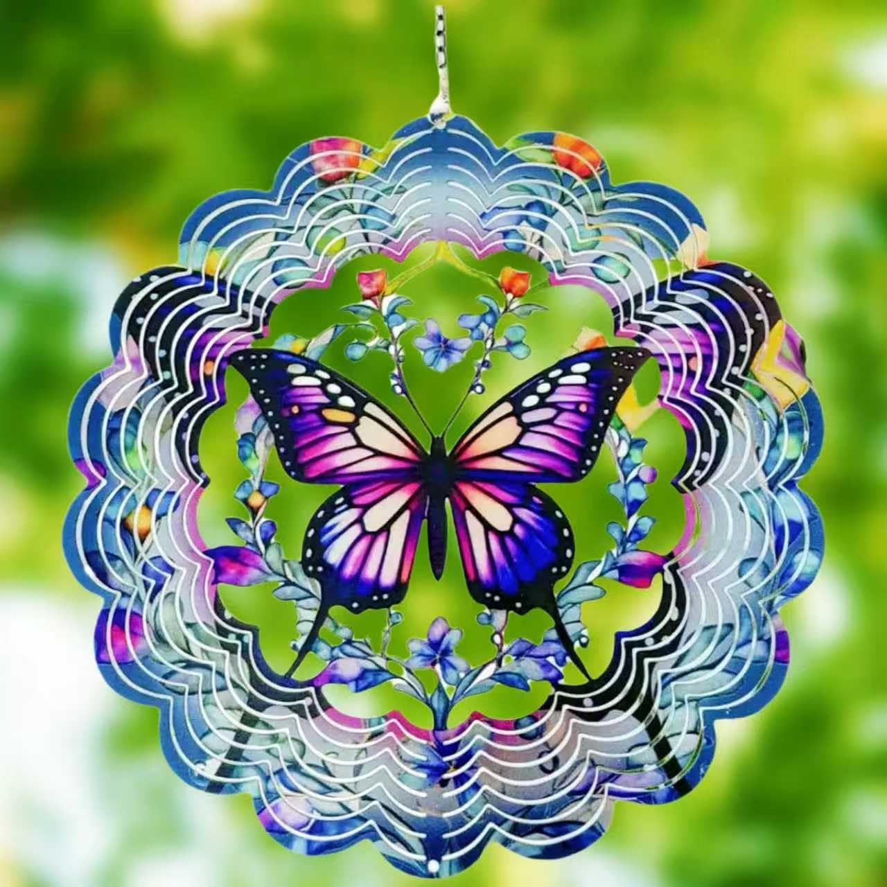 Metal Wind Spinners Outdoor Hanging Wind Spinner for Yard and Garden Decor for Outside-12In 3D Stainless Steel Butterfly Wind Chime Gifts for Women Mom