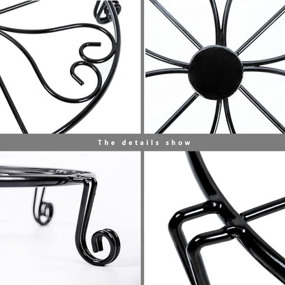 1 pack 10"-12" Metal Plant Stand Outdoor, for Flower Pot Heavy Duty Potted Holder Round Wrought Rustproof Iron Planter Stand, plant Stands Indoor Clearance and Outdoor patio - 12 Inches Black