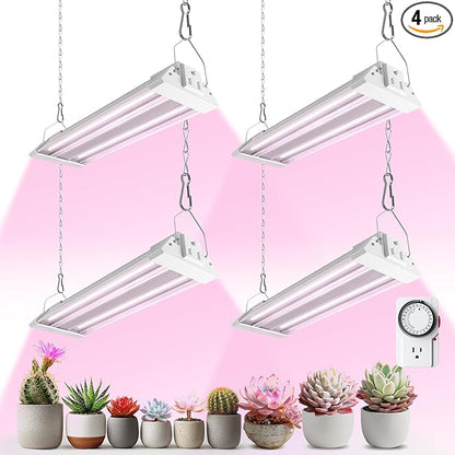 Barrina TX18 1FT Grow Light for Indoor Plants, 72W(4 x 18W, 360W Equivalent), High PPFD, Full Spectrum, Mechanical Timer, Grow Lights for Seed Starting, Vegetable with On/Off Switch, Linkable, 4 Packs