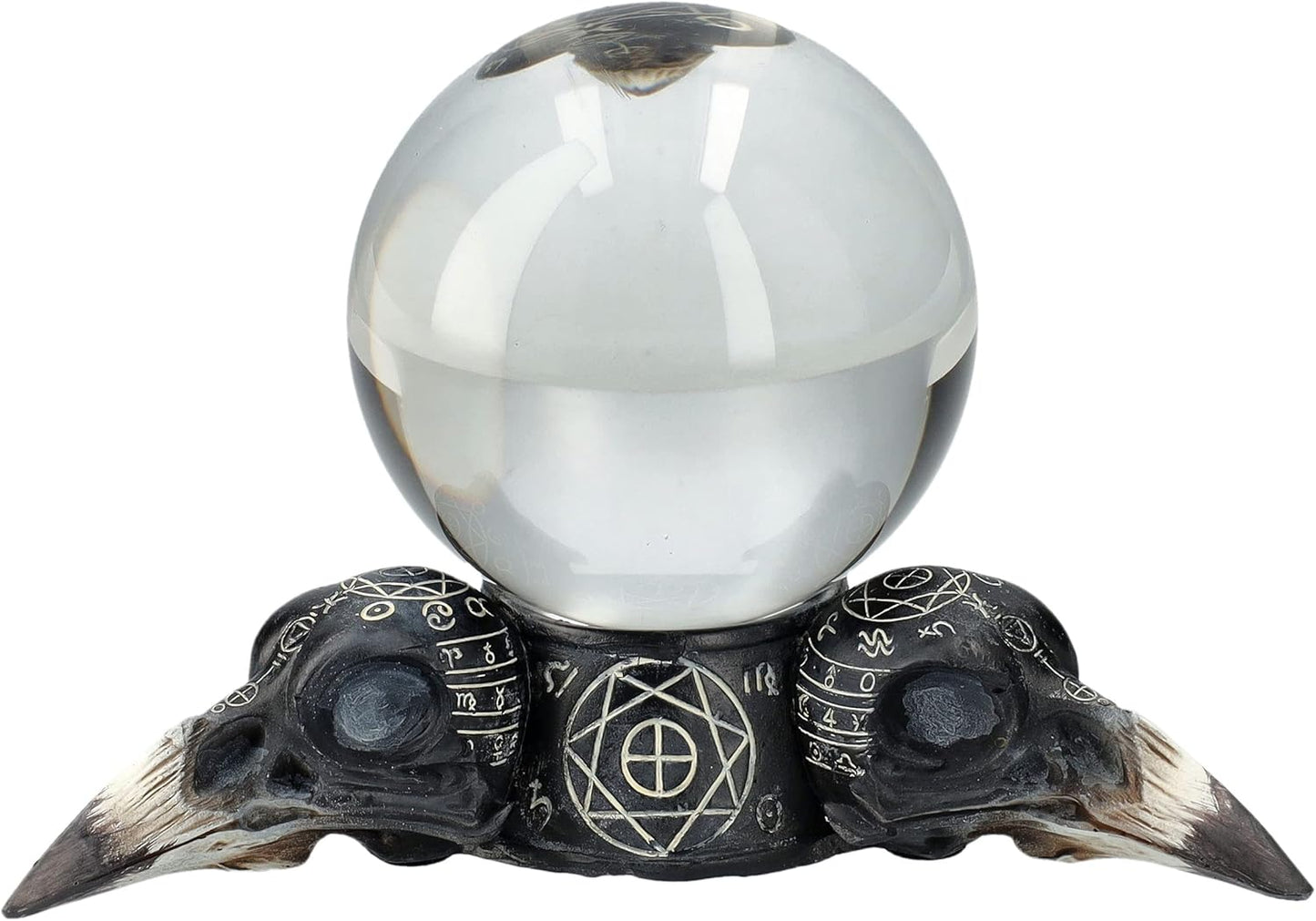 Pacific Giftware Raven Skulls and Crystal Ball Figurine, 5.5-inch Length, Cold Cast Resin, Table Decoration