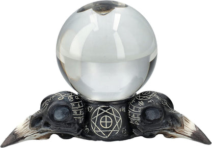 Pacific Giftware Raven Skulls and Crystal Ball Figurine, 5.5-inch Length, Cold Cast Resin, Table Decoration