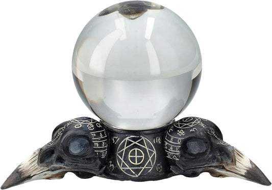 Pacific Giftware Raven Skulls and Crystal Ball Figurine, 5.5-inch Length, Cold Cast Resin, Table Decoration