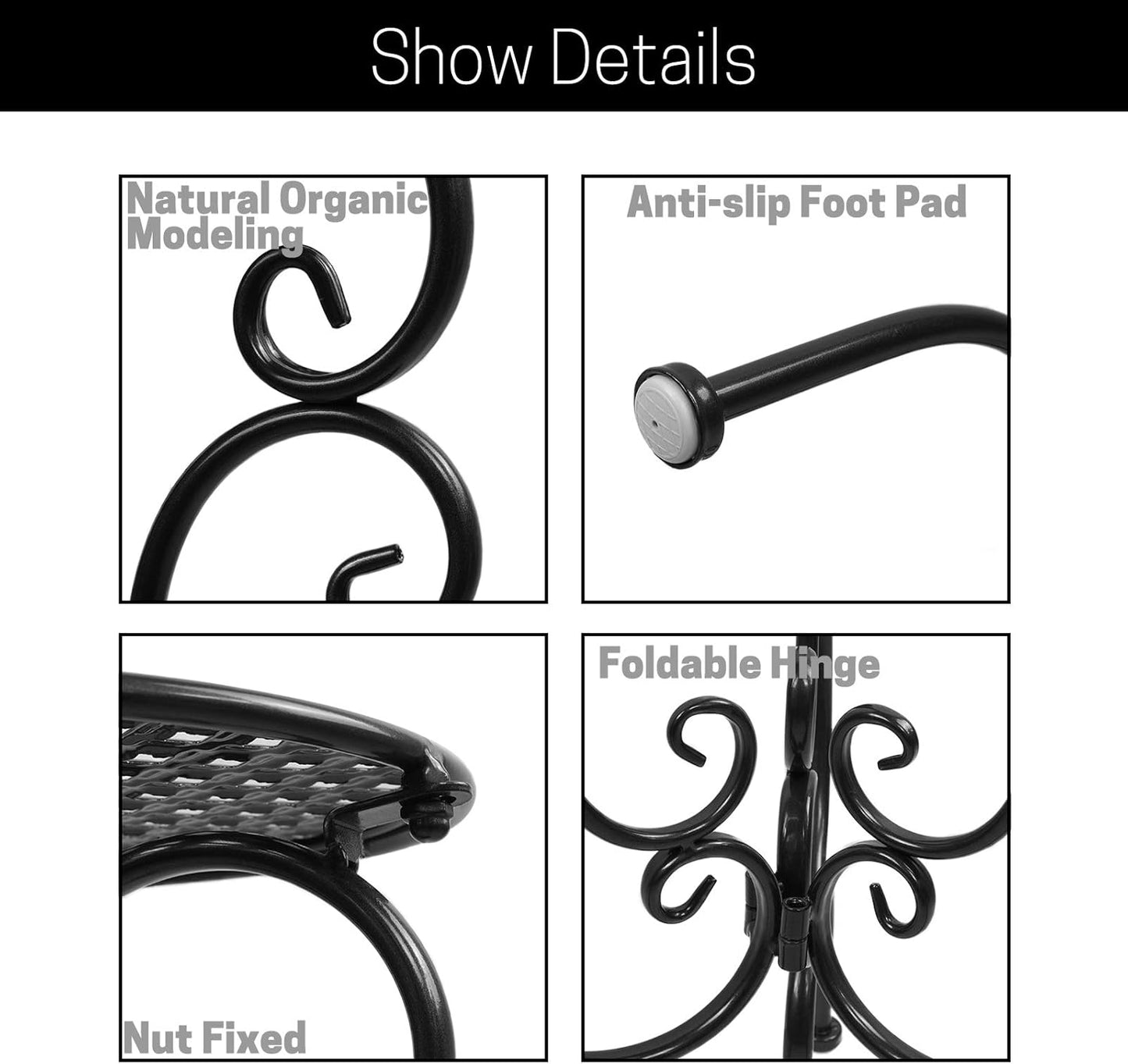 Metal Plant Stands Indoor Outdoor, Heavy Duty Flower Pot stand 22.5 inch Tall, Planter Pedestal Holder Rack for Patio Garden Porch Corner House Deck, 2 Pack(Black)