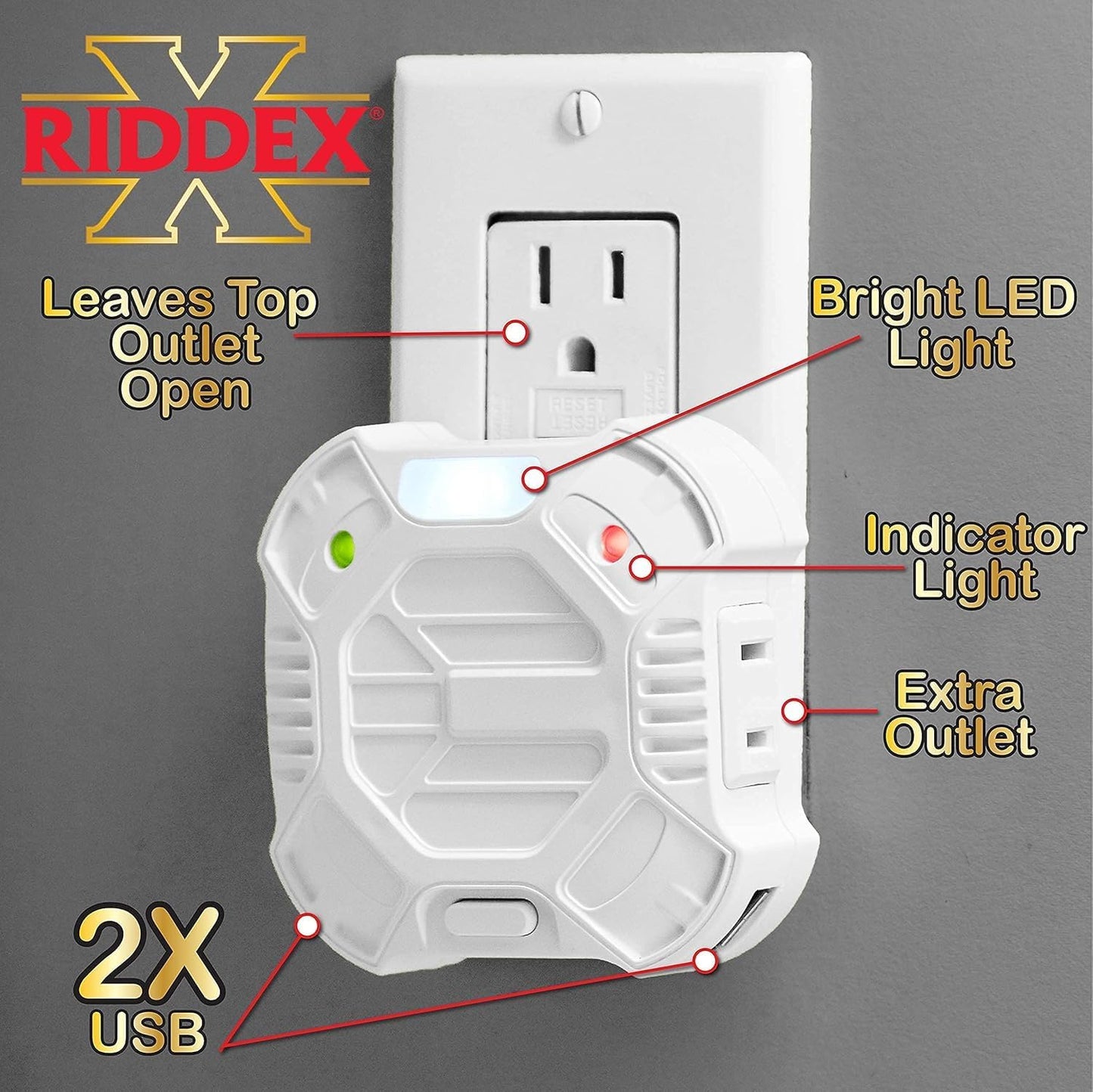 Riddex X Plus Insect Repellent - Plug in, Mouse Deterrent - Pest Reject for Defense Against Rats, Mice, Roaches, Bugs and Insects - Control Pests with No Toxins, 3-Pack