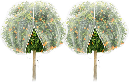 TWOWYHI 2Pack Garden Netting 10X12 Feet Large Fruit Tree Netting with Zipper and Drawstring Insect Bird Cover for Fruits Vegetables Tree Garden Protection