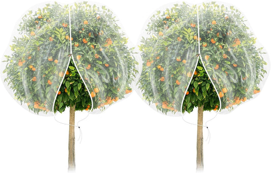 TWOWYHI 2Pack Garden Netting 10X10 Feet Large Fruit Tree Netting with Zipper and Drawstring Insect Bird Cover for Fruits Vegetables Tree Garden Protection