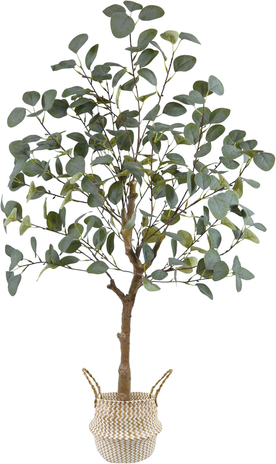 Artificial Eucalyptus Tree, 4ft Tall Green Silk Leaves Perfect Faux Plant with Basket, Mordern Fake Eucalyptus Trees for Indoor Outdoor Home Office Livingroom Floor Décor