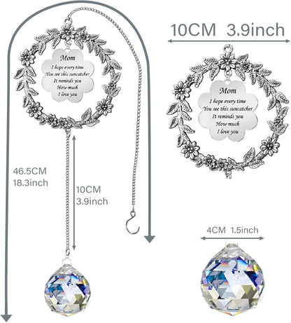 Gifts for Mom, Suncatcher Birthday Gifts for Mom from Daughter Son, Sun Catcher for Christmas Birthday Mothers Day Thanksgiving