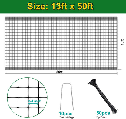 KLEWEE Bird Netting, 13 x 50 FT Heavy Duty Garden Netting for Protect Fruit Trees, Plants and Vegetables from Birds, Deer, Squirrels and Other Animals