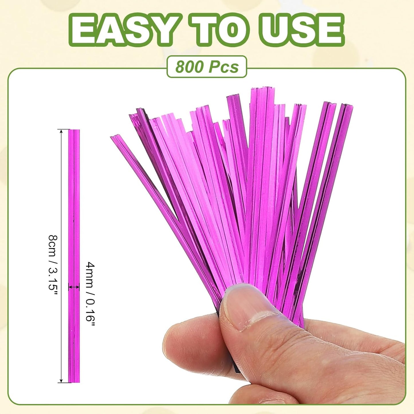 PATIKIL Bag Twist Ties 3 Inch, 800 Pcs Metallic Bread Ties for Treat Plastic Bags Gift Wrapping Candy Coffee Bag Plant Party Cake Favor, Rose Red