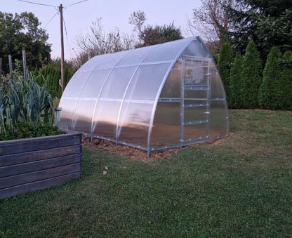 Classic Arch Polycarbonate Greenhouse Kit – 0.23" Twin-Wall Polycarbonate Panels, Heavy-Duty Galvanized Steel Frame, Expandable Outdoor Greenhouse for All Seasons,(Clear, 3 x 6 m) (18 m2)