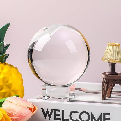 Modaier Clear Crystal Ball 100mm/3.9 inch Fortune Teller Accessories,Halloween Decor,Magic,Feng Shui,Witchcraft,Scrying,Decorative Ball,Lensball Photography,Quartz Crystal Sphere Prop Glass Orb