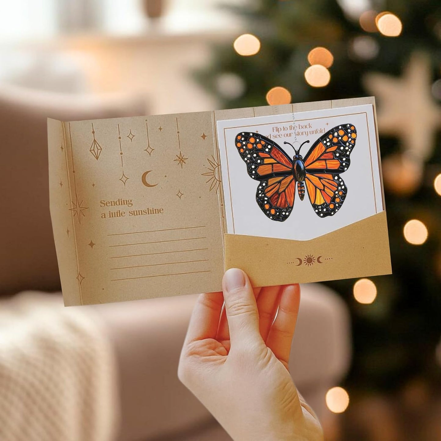 Monarch Butterfly Acrylic Suncatcher Stained Glass Effect Window Car Hanging Christmas Ornament Indoor Outdoor Decor Garden Sun Catcher Panel for Butterfly Lover for Women Mom Grandma