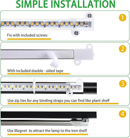 LED Grow Light Strips, Full Spectrum Plant Growing Lights for Indoor Plants 3500K, 144 LEDs Plant Lamp with 3/9/12H Timer, 10 Dimmable Levels, 3 Head 13 Inches