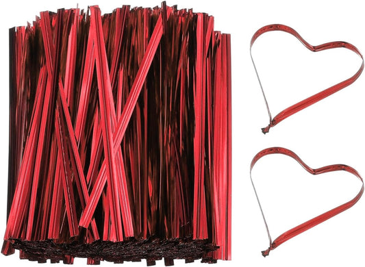 PATIKIL Bag Twist Ties 4 Inch, 800 Pcs Metallic Bread Ties for Treat Plastic Bags Gift Wrapping Candy Coffee Bag Plant Party Cake Favor, Red