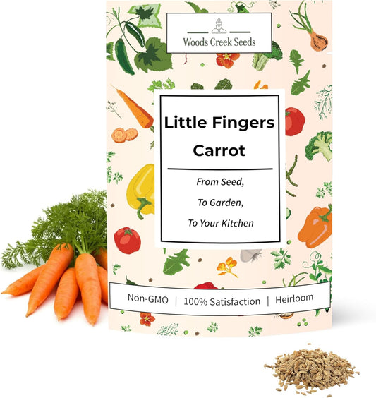 Woods Creek Seeds: Little Fingers Carrot Seeds for Planting - Over 2,800 Heirloom Carrot Seed Pack - Non-GMO Carrots Seeds for Planting Outdoors or Indoors - Beginner Friendly Vegetable Gardening