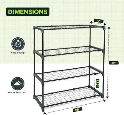 EAGLE PEAK Greenhouse Shelving Staging Double 4 Tier, Outdoor/Indoor Plant Shelves, 35"x12"x42", Green