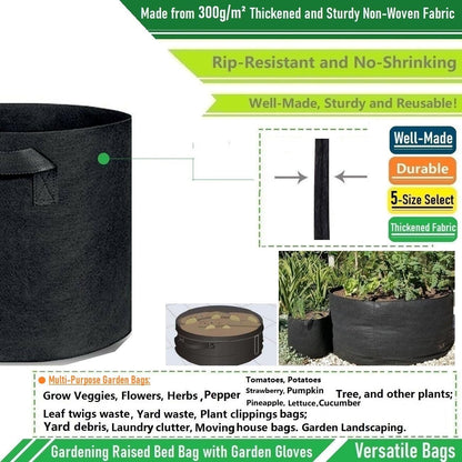 100 Gallon Large Raised Garden Bed Bag (40x20 inch) Big Garden Bag Sturdy Plant Grow Bag for Tomato,Potato Planter,Herb Veggies Planter Bag,Flower Bed,Yard Waste Bag,Lawn Debris Bag,Leaf Bag W/ Gloves