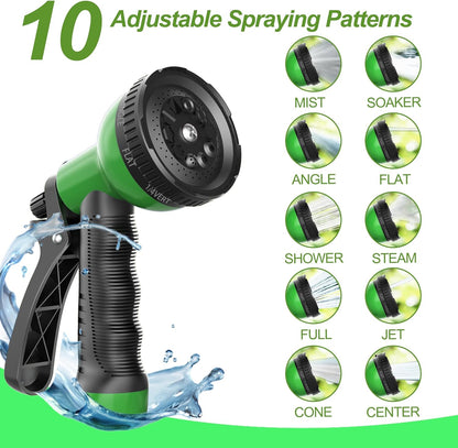 Metal Garden Hose 25ft, Stainless Steel Water Hose Leak-Proof w/10 Function Sprayer Nozzle, 5/8" Fittings Flexible Garden Hose, Long-Lasting, Lightweight, No-Kink Water Hose, for Yard and Lawn