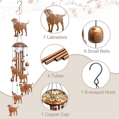 Labrador Wind Chimes for Outside, Metal Windchimes Outdoors Birthday Gifts for Women Memorial Sympathy Wind Chimes for Patio Garden Yard