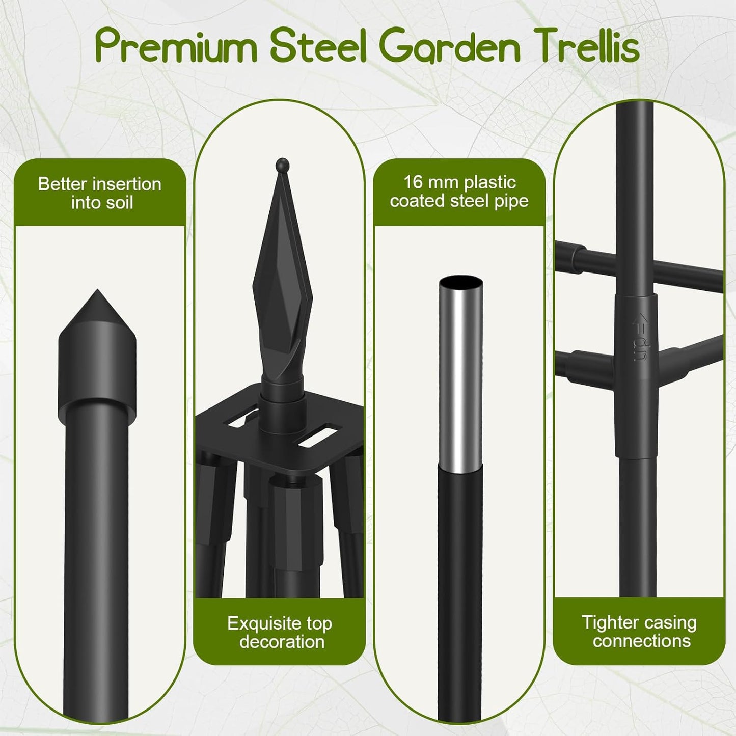 Obelisk Trellis for Climbing Plants Outdoor,4.0 Ft Garden Trellis for Potted Plants, Metal Trellis with Anti-Rust Coated for Potted Plants Indoor, Plant Support for Vegetables, Vines