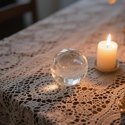 Crystal Ball, Glass Balls, Decorative Balls, Clear Crystal Ball with Wooden Stand, K9 Glass Ball for Home Decoration, Photography, FengShui,Fortune Teller Accessories (60mm)