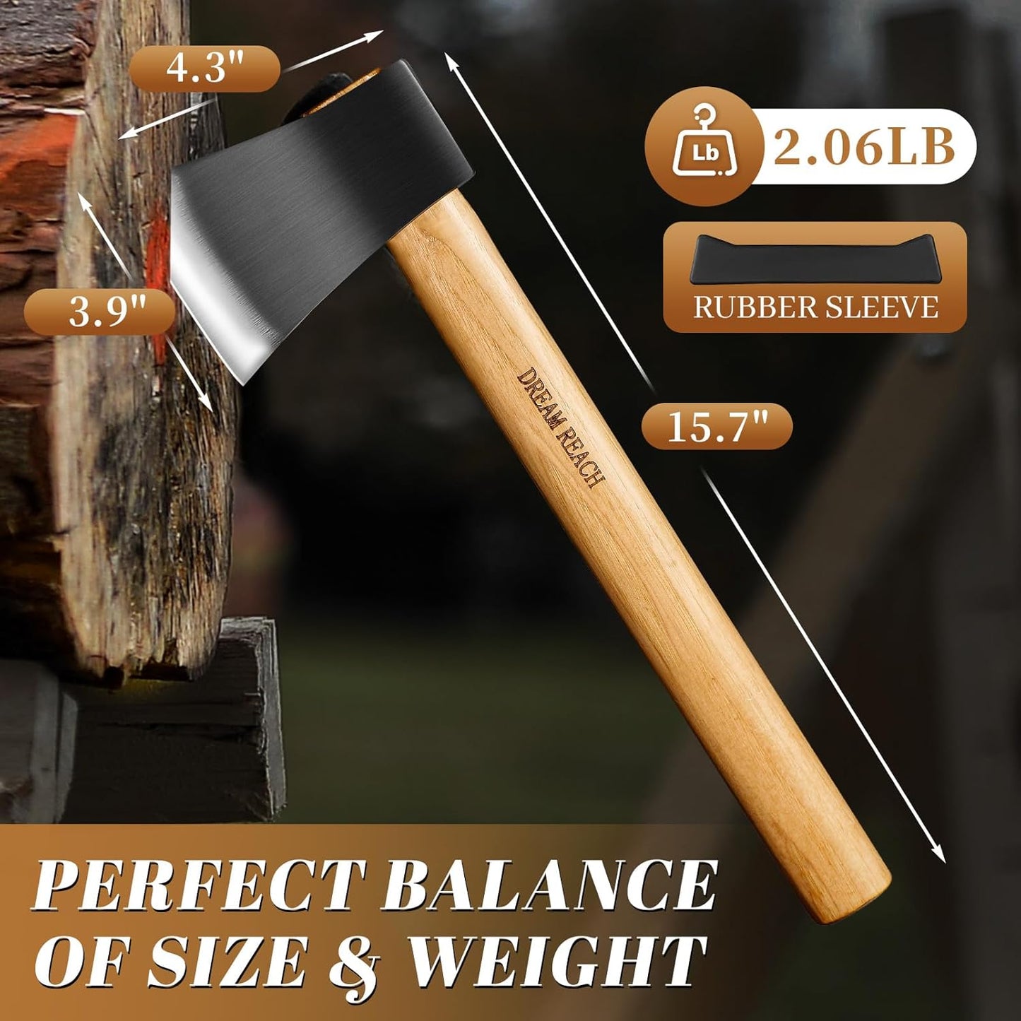 Dream Reach Throwing Axe Set - 3 PCS Hand Forged Throwing Hatchet, 15.7" Professional Throwing Game Axe for Backyard, Competition, Recreation