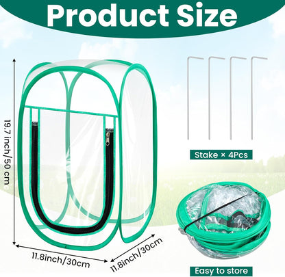 Nuanchu Pop up Mini Greenhouse Cover, PVC Clear Small Greenhouse with Nails 12" x 12" x 20" Inch Portable Plant Flowers Sunshine Tent Room for Indoor Outdoor Gardening(1 Pack)