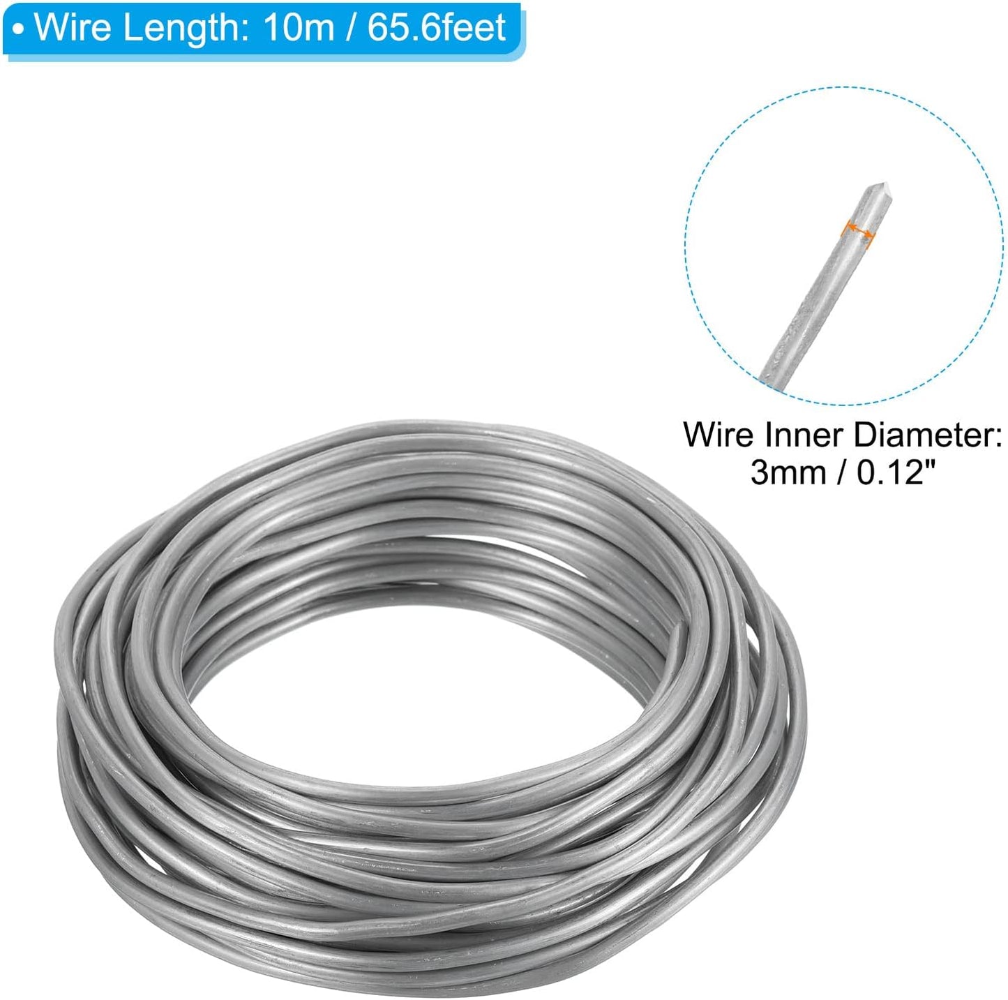 PATIKIL 3.0mm Bonsai Training Wire, Floral Wire Stems Anodized Aluminum Tree Wire 32.8 Feet Total for Gardening Branch Fixing, Silver Tone