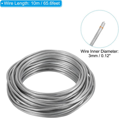 PATIKIL 3.0mm Bonsai Training Wire, Floral Wire Stems Anodized Aluminum Tree Wire 32.8 Feet Total for Gardening Branch Fixing, Silver Tone