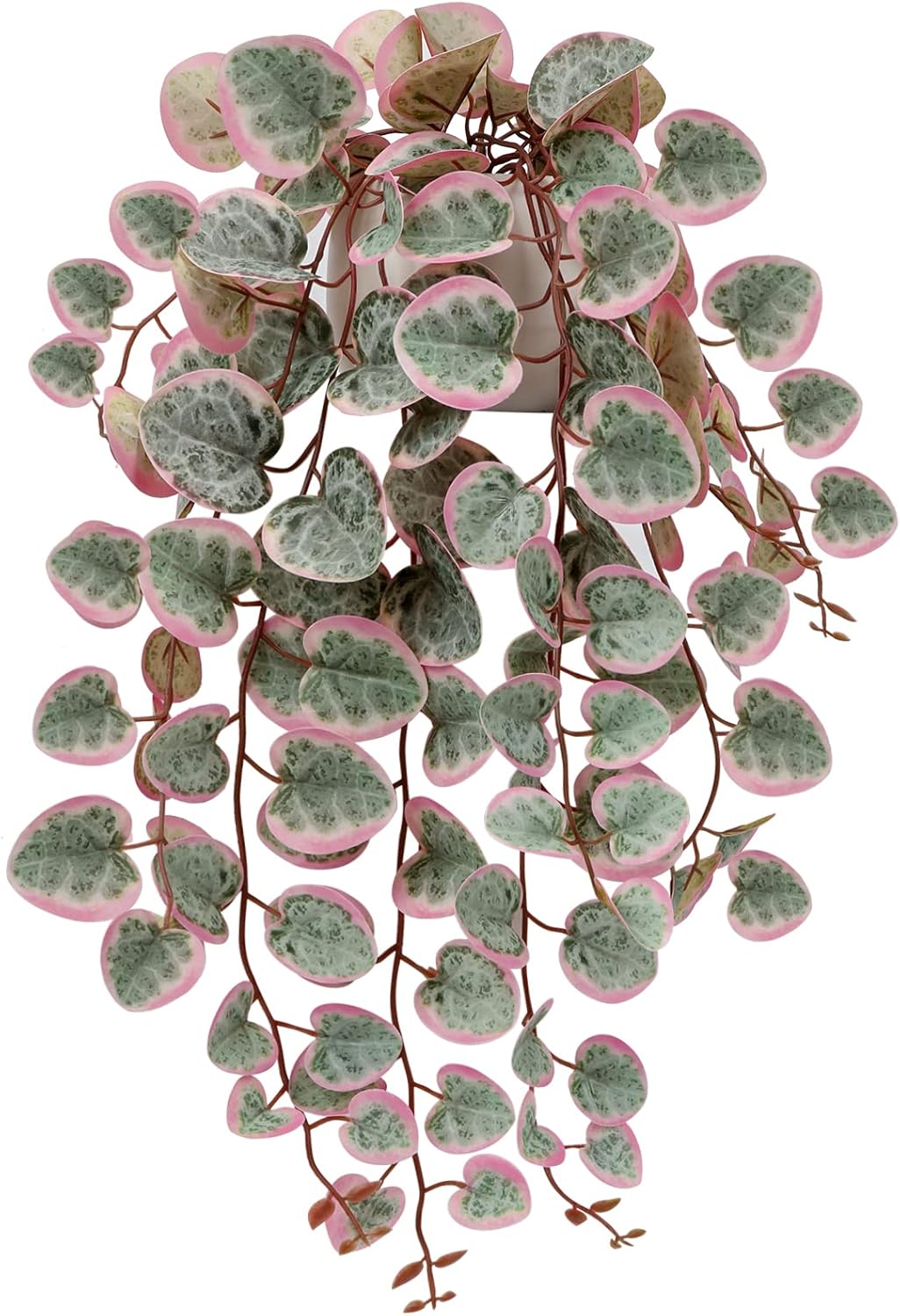 Briful Fake Plants Indoor 16'' Artificial String of Hearts Plants with Ceramic Pot Small Faux Draping Vine Plants for Home Bathroom Table Shelf Office Hotel Decor(Pink)