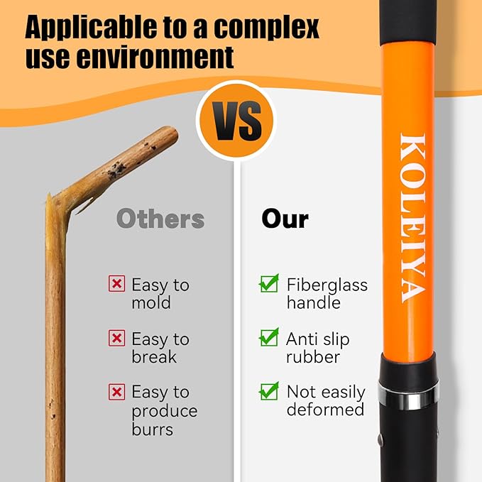 5-Tine Pitchfork for Gardening, 57-Inch Heavy Duty Garden Fork with Orange Fiberglass Handle for Compost, Mulch and Manure