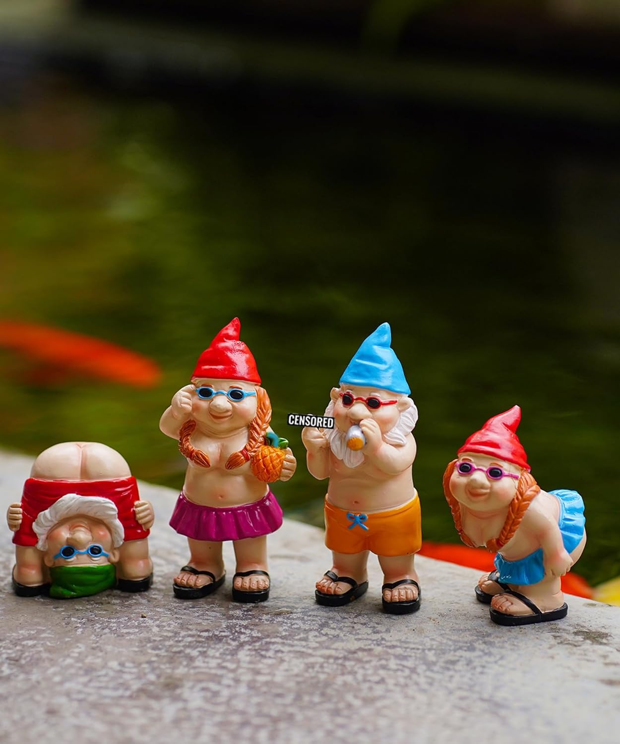 Gnome Garden Decor Outdoor Statues: Funny Figurines for Ornaments Patio Lawn Office Indoor Accessories(4 Pack) - Gifts for Mother Grandma