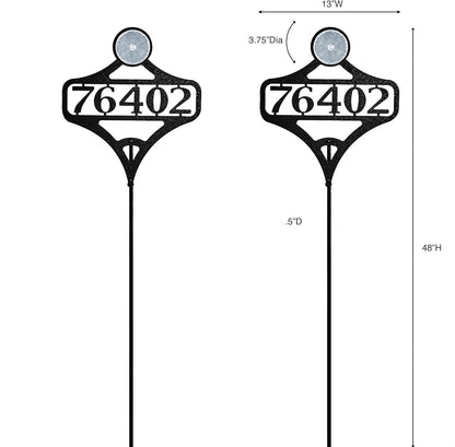 Touch of Class Pathways Custom Address Sign Reflective Driveway Marker Stake Set of Two | Personalized with 1-5 House Numbers or Name | Unique Tall Reflector Set of 2 | Black Durable Finish