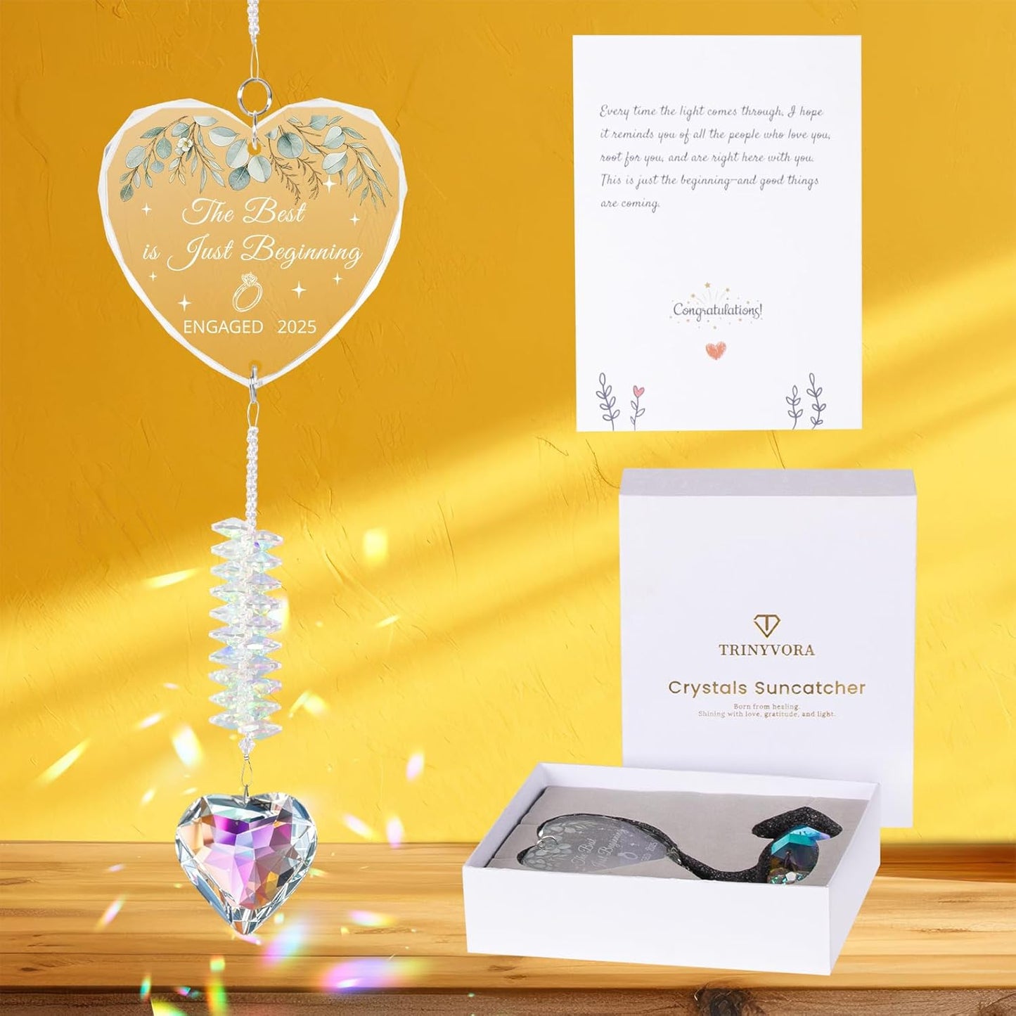 Engagement Gifts for Couples,Crystal Suncatcher for Newly Engaged,Happy Gift for Her,Engagement Gifts for Women,Friends Just Engaged Glass Ornament 2025
