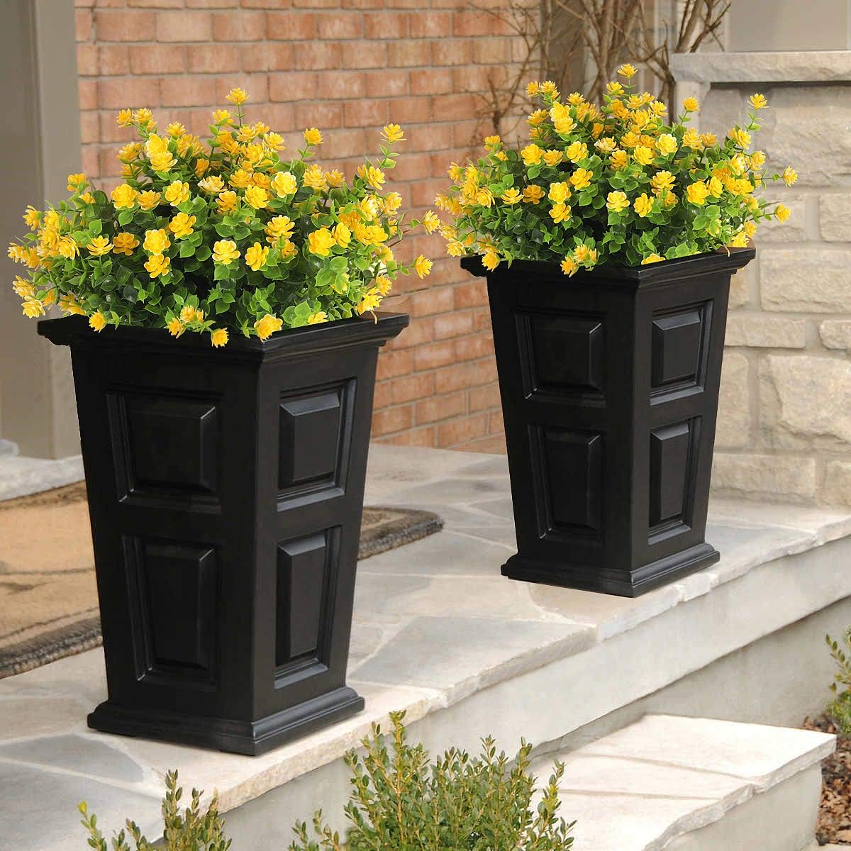 RECUTMS 8 Branches Artificial Flowers Faux Plants, Lifelike UV Resistant Fake Eucalyptus Plants for Garden, Patio Yard, Wedding, Office and Farmhouse Indoor Outdoor Decor (Yellow)