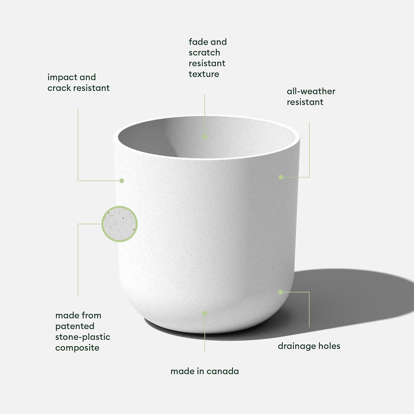 Veradek Round Lima Plastic Planter Pots for Indoor/Outdoor Garden Use, White, Suitable for Small to Large Succulent Plants, Flowers, Modern Interior Plants