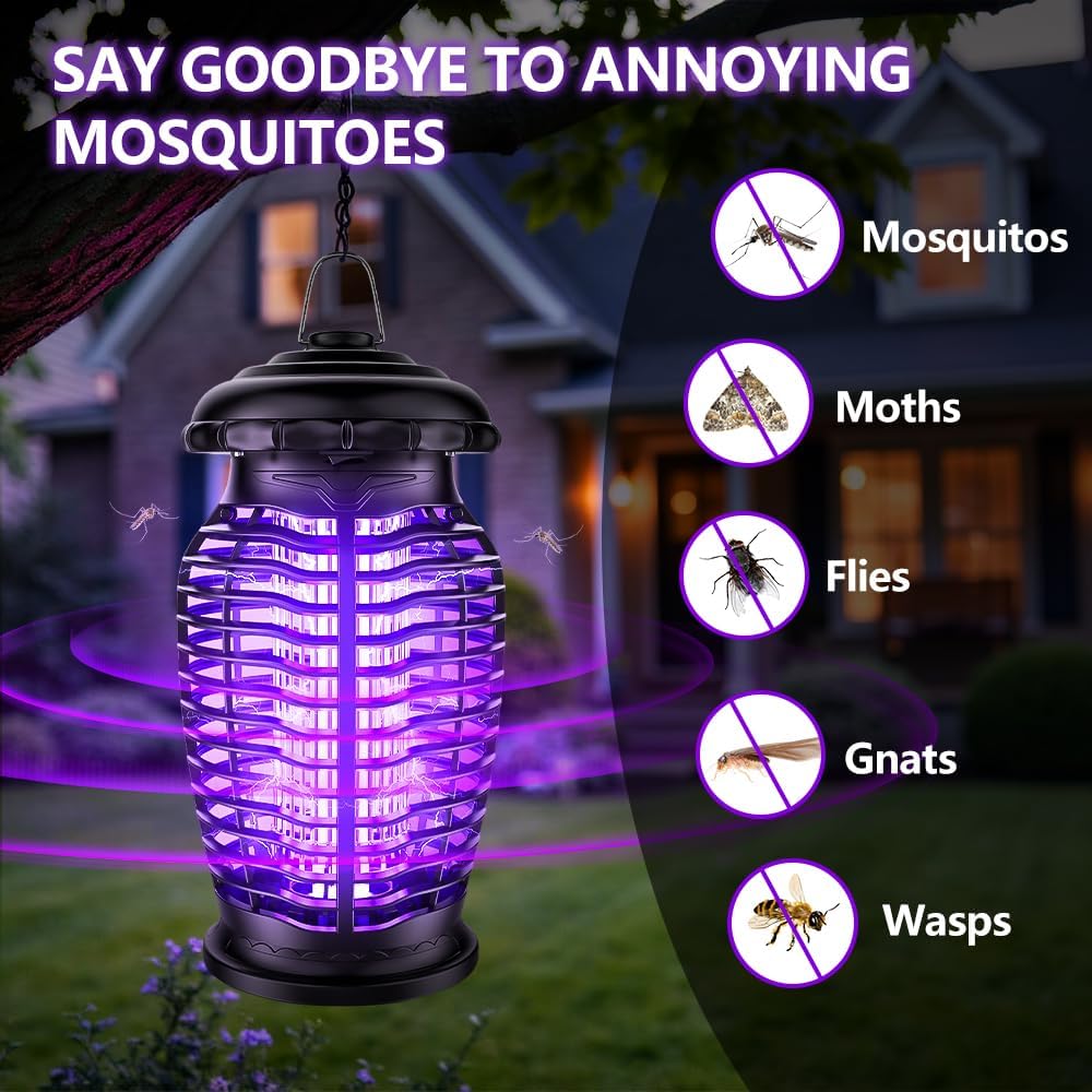 Bug Zapper Indoor Outdoor, 4200V Mosquito Zapper, 15W Fly Zapper, Mosquito Killer, Fly Traps, Flying Insects Zapper Indoor Outdoor,