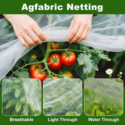 Agfabric Garden Netting 6.5'x100' Insect Pest Barrier Bird Netting for Garden Protection,Row Cover Mesh Netting for Vegetables Fruit Trees and Plants,White