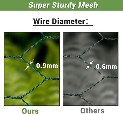 Chicken Wire Fencing Mesh, Galvanized Hexagonal Floral Chicken Wire, Outdoor Anti-Rust Poultry Netting for Garden Fence (4 ft x 100 ft, PVC Coated)